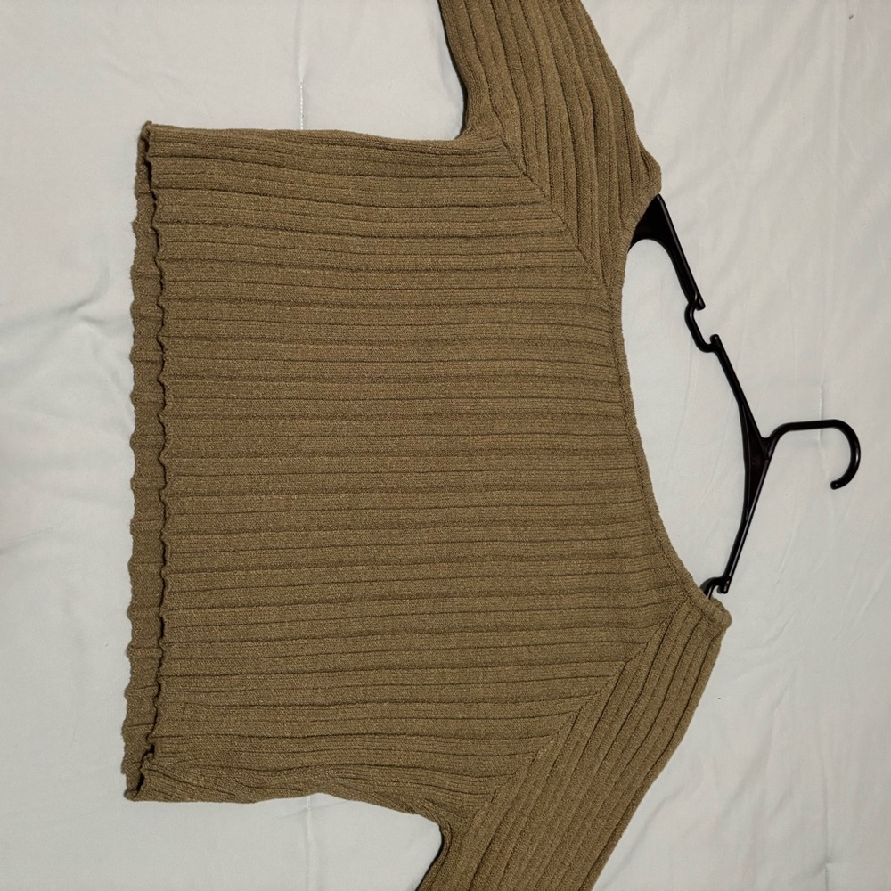 Princess Polly Ribbed off the shoulder Crew Neck Sweater - green